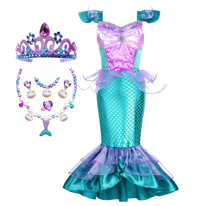 Mermaid Costume for Girls Fancy Party Carnival Birthday Dress Cosplay Halloween Princess Dress