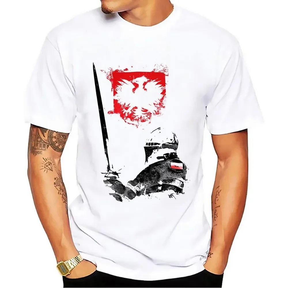 Hussar Artistic knight t shirt men summer new white short sleeve casual homme cool Polish cavalry tshirt unisex