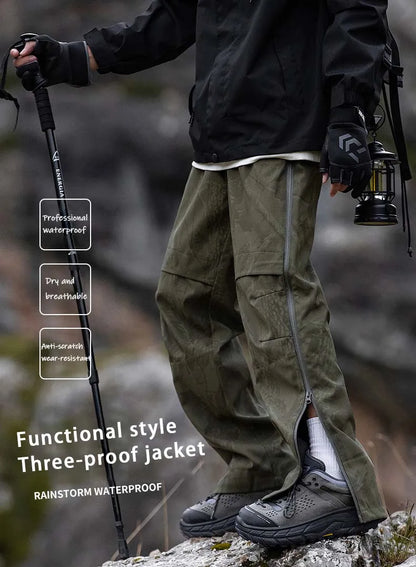 Men's Hiking Pants Waterproof Windproof Breathable Overalls Trousers Side Zipper Trekking Camping Outdoor Sport Camping Pants