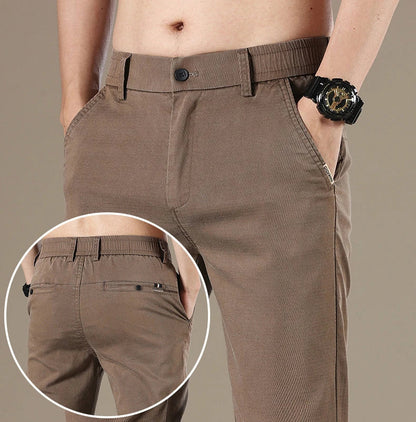 New Spring Summer Lyocell Fabric Mens Casual Pants Hight Quality Fashion Slim Business Trousers Brand Elastic Soft Pants