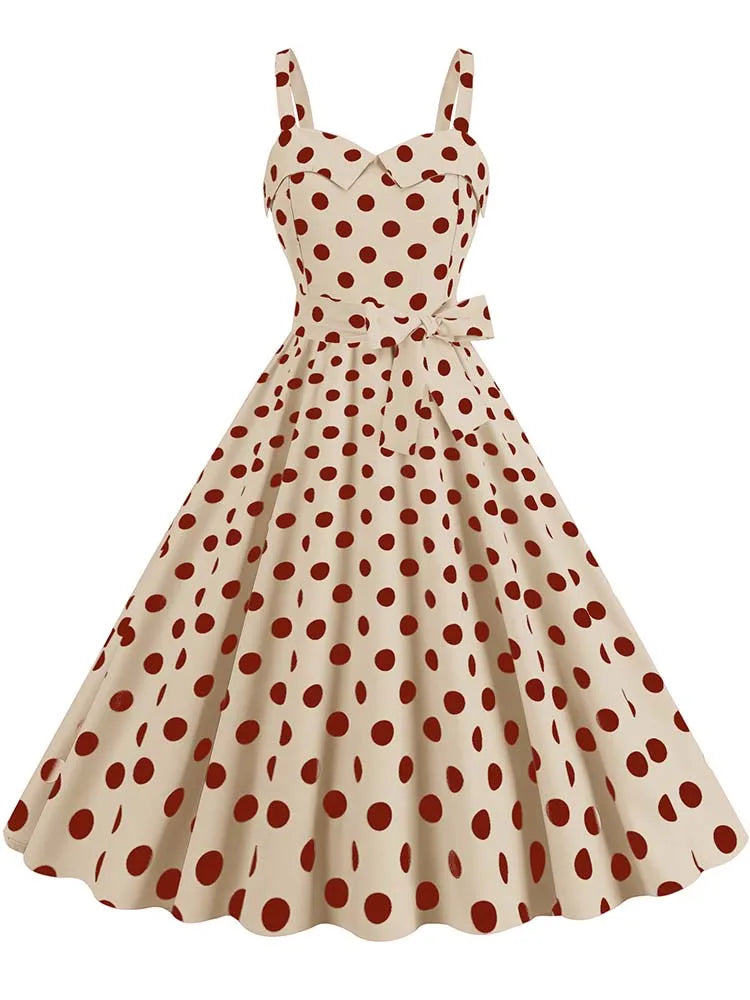 Spaghetti Strap Pink Plaid Dress Women Summer Elegant Vintage 50s Rockabilly Swing Party Dress