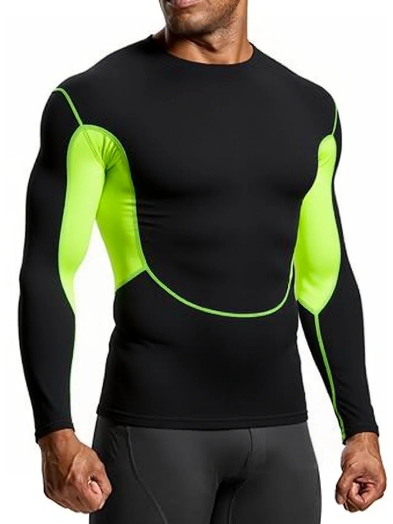 Men's Running T Shirt Quick Dry Shirt Yoga Training Compression Sports Tops Long Sleeve Solid Running Sweatshirt T-Shirts