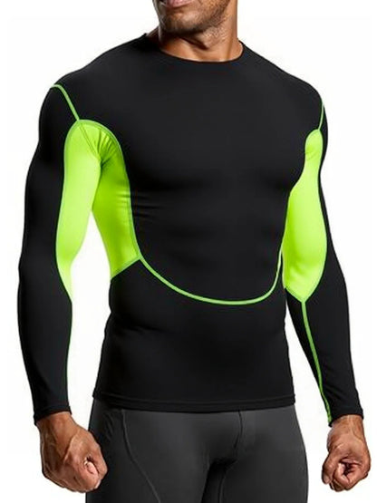 Men's Running T Shirt Quick Dry Shirt Yoga Training Compression Sports Tops Long Sleeve Solid Running Sweatshirt T-Shirts