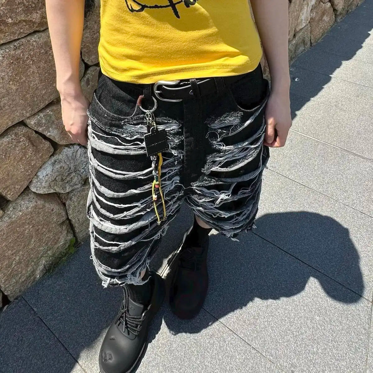 Design Sense Niche American Street Heavy-duty Washed Denim Shorts for Men and Women Summer New Style Captcha Pants