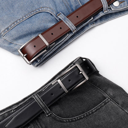 Genuine Leather Belt Double Sided Belt Men Belt Laser Engraving Luxury Strap Male Belt New Fashion Retro Pin Buckle High Quality