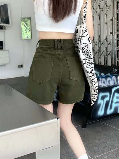 Wide Short Jean Pants Woman With Waist Pocket Denim Shorts for Women Korean Style Youthful Cheap Harajuku Fashion Outfits Jorts