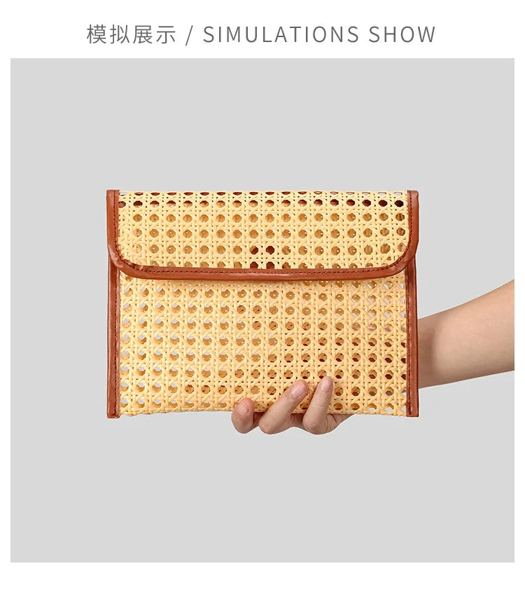Fashion Imation Rattan Hollow Clutch Bag for Women Woven Shoulder Crossbody Bags Casual Summer Beach Bag 2025
