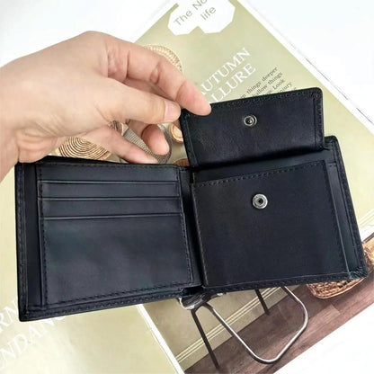 Minimalist Men Wallet with Zipper Coin Pocket RFID Credit Card Holder Tri-fold Multi-card Slot Document Holder Protective Cover