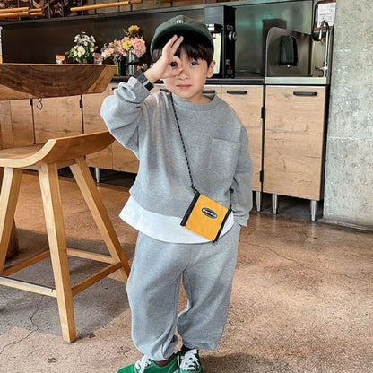 Sweatshirt Set Korean Kids Clothes Boys Outfit Sets Children's 2025 New Clothing 7 8 Years Boy´s Child 10 Year Old Winter Men's