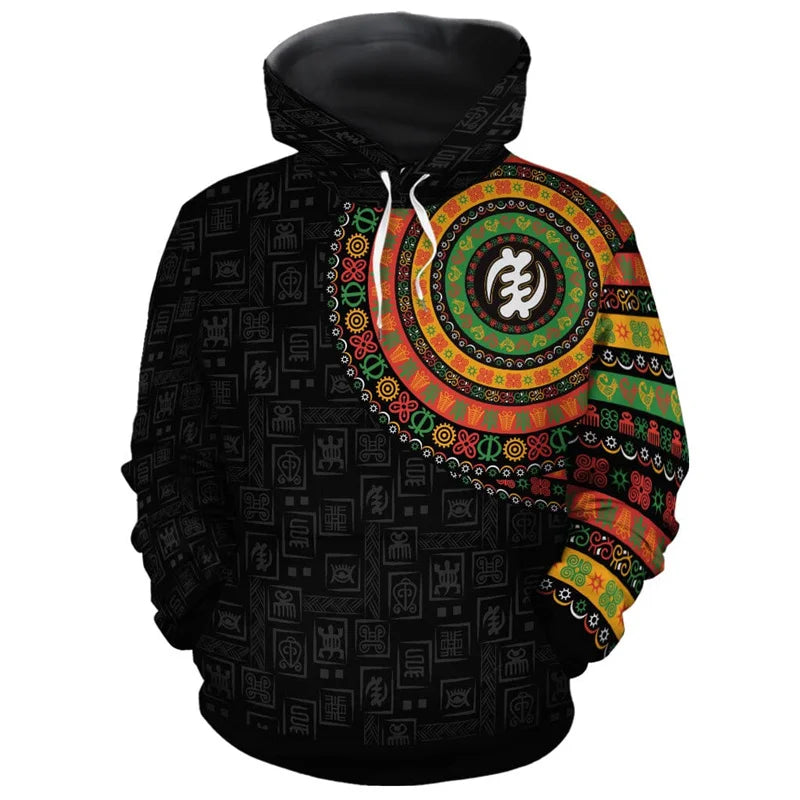 African Ethnic Tribes Unique Graphic Hoodie For Men Ethnic Printed Clothing Hooded Coat Loose Harajuku Street Vintage Hoodies