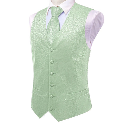 Men Paisley Print Vest Matching Set Waistcoat Tie Hanky Cufflinks Formal Wedding Party Gentleman Suit Accessories Kit