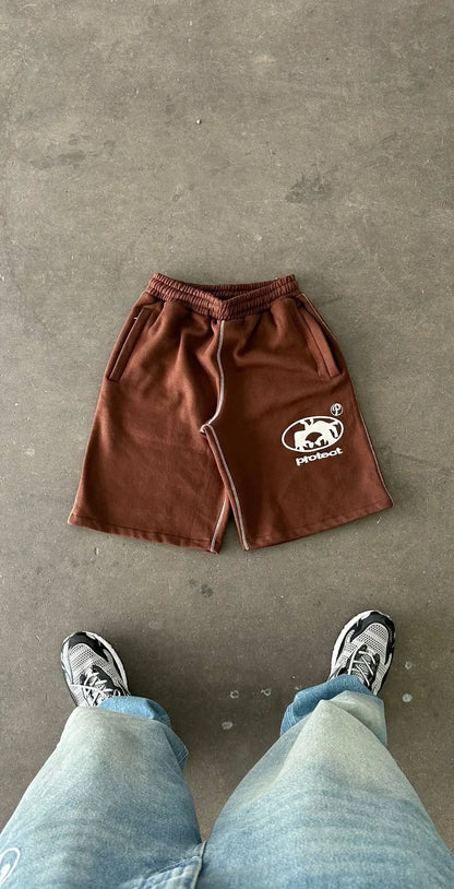 Summer Men Grey Cotton Y2K Hiphop Streetwear Shorts European Street Style Trendy Baggy Casual Cargo Urban Casual Wear Fashion