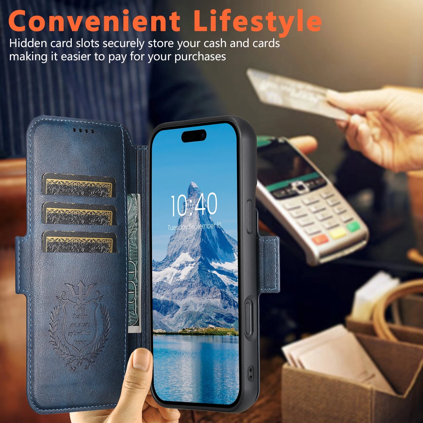 Faux Leather Wireless Charging Card Holder Stand Wallet Magnetic Flip Cover Phone Case For iPhone 16 Pro Max 15 Plus 14