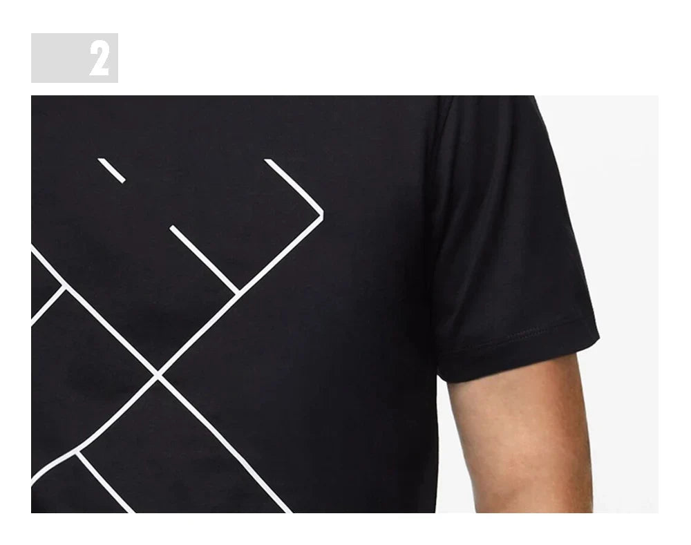 Men's Short Sleeves New Fashion Commuter Versatile Men's Classic Top Pure Cotton Round Neck Letter Design Men's Short Sleeves