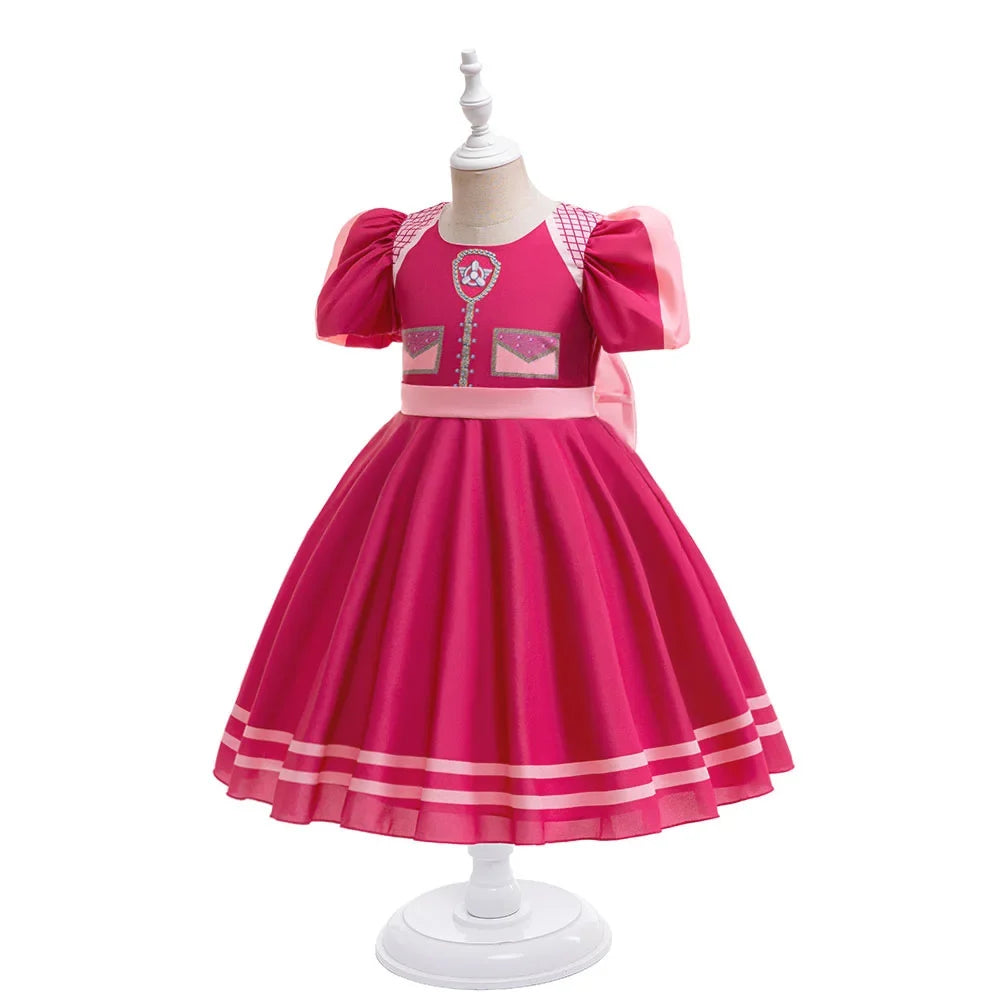 Cartoon Dog Printed Cosplay Costume Girls Dress Skye Princess Birthday Party Performance Dresses Girl Carnival Halloween Clothe
