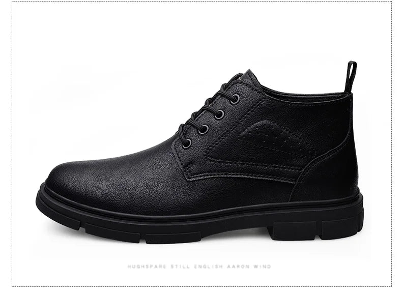 Keep Warm Comfy Split Leather Ankle Boots Winter Men Boots Fashion Lace Up Shoes for Man Lightweight Casual Boots