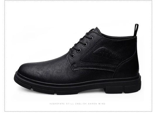 Keep Warm Comfy Split Leather Ankle Boots Winter Men Boots Fashion Lace Up Shoes for Man Lightweight Casual Boots