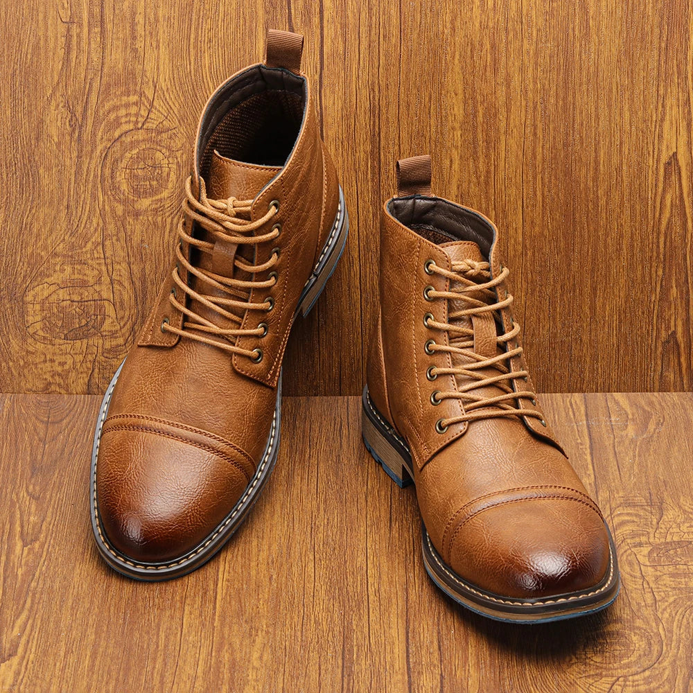 Men Ankle Boots 2024 fashion comfortable brand boots leather #637