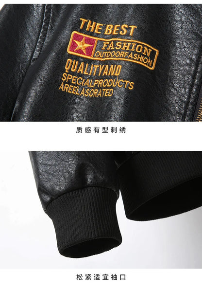 PU Leather Motorbike Jacket Men Autumn Winter Plush Washed Retro Motorcycle Jacket Motorcycle Accessories Moto Jacket Men