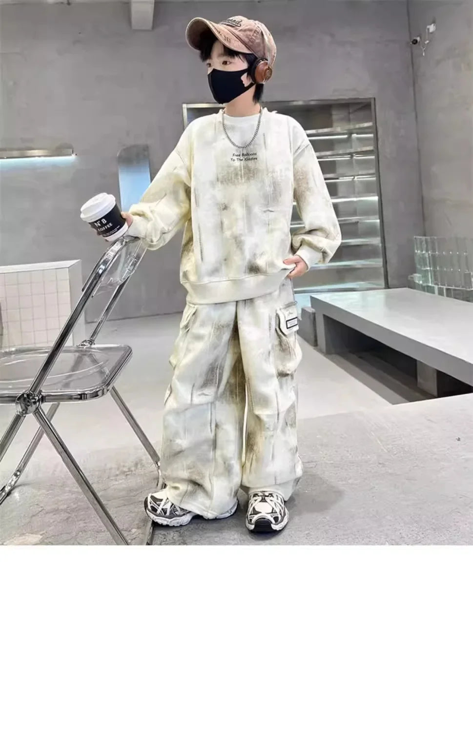 Boys Loose Tie Dye Printed Workout Sweatshirt+Sweatpant Streetwear Set School Kids 2PCS Tracksuit Children Jogger Outfit 5-16 Yr