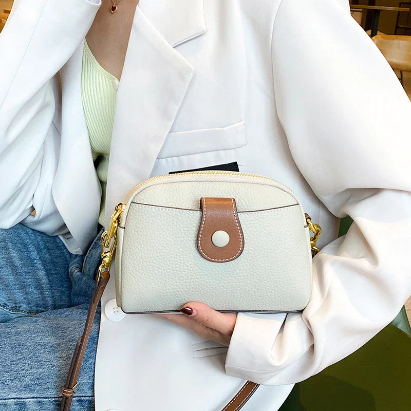 Women's Cowhide Genuine Leather Bag Female Fashion Designer Luxury Handbag Ladies Small Square bag Retro Crossbody Shoulder Bags