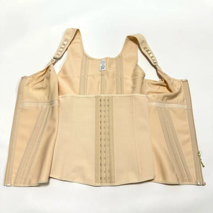 Shapewear Women Fajas Waist Trainer Tummy Control Vest Body Shaper 17 Steel Bones 3-Row Hooks Zipper Adjustable Strap
