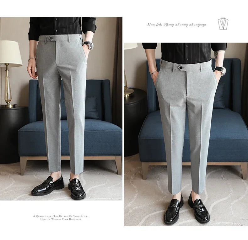 Plus size 44 42 40 Men Business Social Suit Pant 2024 Spring Formal Slim Wedding Trouser Mens Brand Fashion Casual Dress Pants