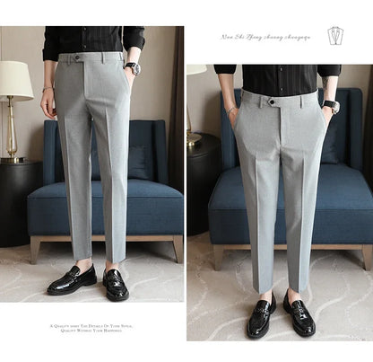 Plus size 44 42 40 Men Business Social Suit Pant 2024 Spring Formal Slim Wedding Trouser Mens Brand Fashion Casual Dress Pants