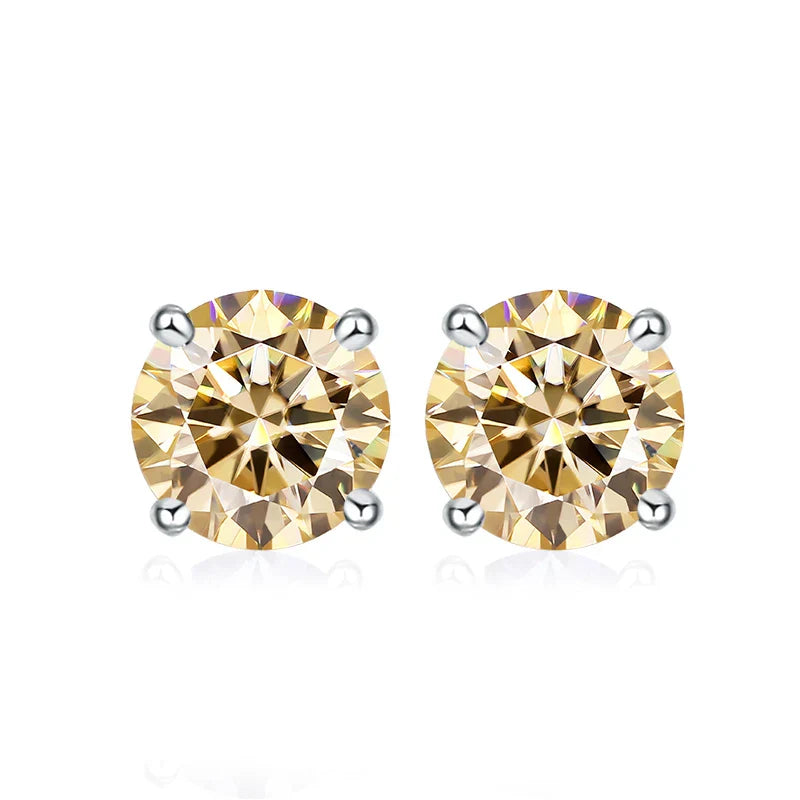 0.5ct 1ct 2ct Moissanite Stud Earrings for Women 925 Sterling Silver Pink Black Blue Grey Sparkling Lab Diamond Earring