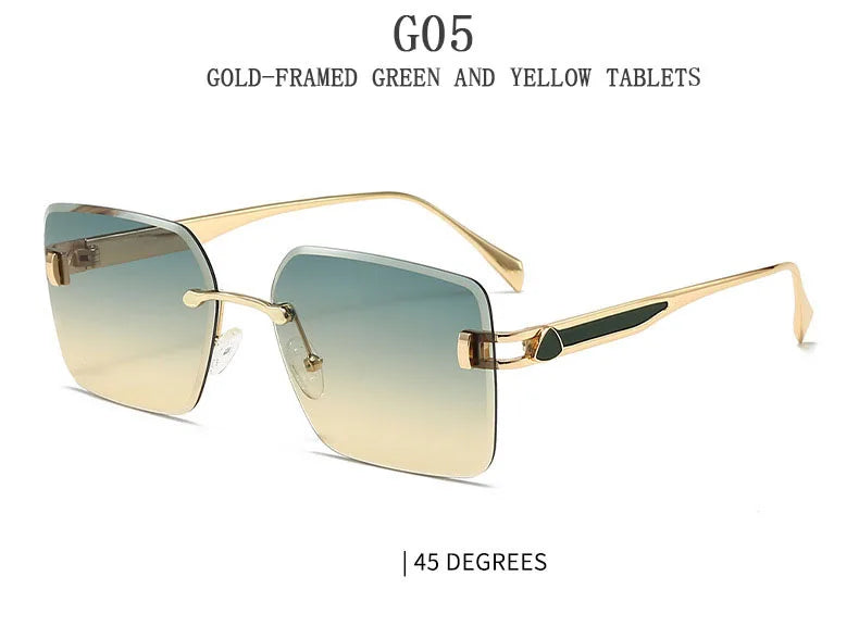 2025 Rimless Sunglasses Women Trendy Vintage Square Fashion Glasses Sunscreen Lentes De Sol Mujer Lunette Soleil Femme Zonnebril