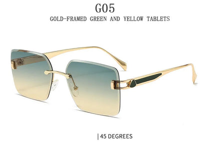 2025 Rimless Sunglasses Women Trendy Vintage Square Fashion Glasses Sunscreen Lentes De Sol Mujer Lunette Soleil Femme Zonnebril
