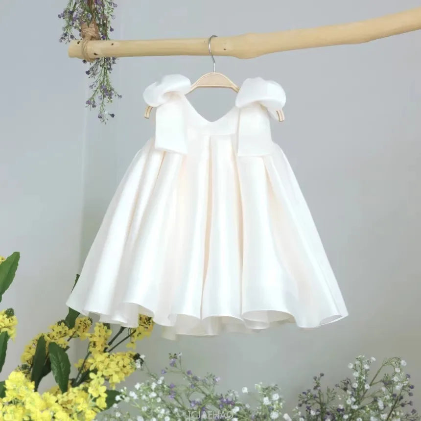 Teen Girl Clothes 2026 White Girls Host Dress Children Gown Costume Kids Summer Performance Outfit Birthday Party Princess Tutu
