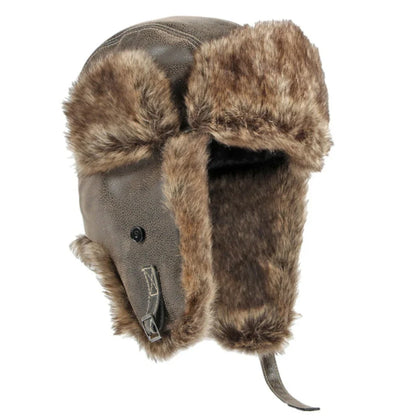 Russian Hat Unisex Thick Warm Winter Fur Hat for Men Women Windproof Leather Hat Male Female Snow Ski Trapper Earflap Cap