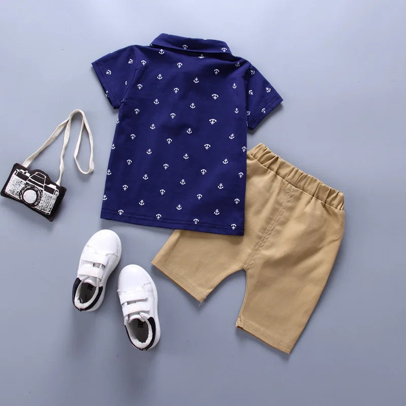 Summer Baby Boys Clothes Suit Toddler Kids Jumpsuit Boys Suspender Denim Shorts&Tshirt 2 pcs Sets Children Clothes Elastic Jeans