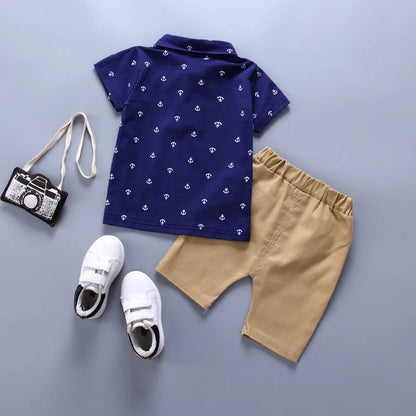 Summer Baby Boys Clothes Suit Toddler Kids Jumpsuit Boys Suspender Denim Shorts&Tshirt 2 pcs Sets Children Clothes Elastic Jeans