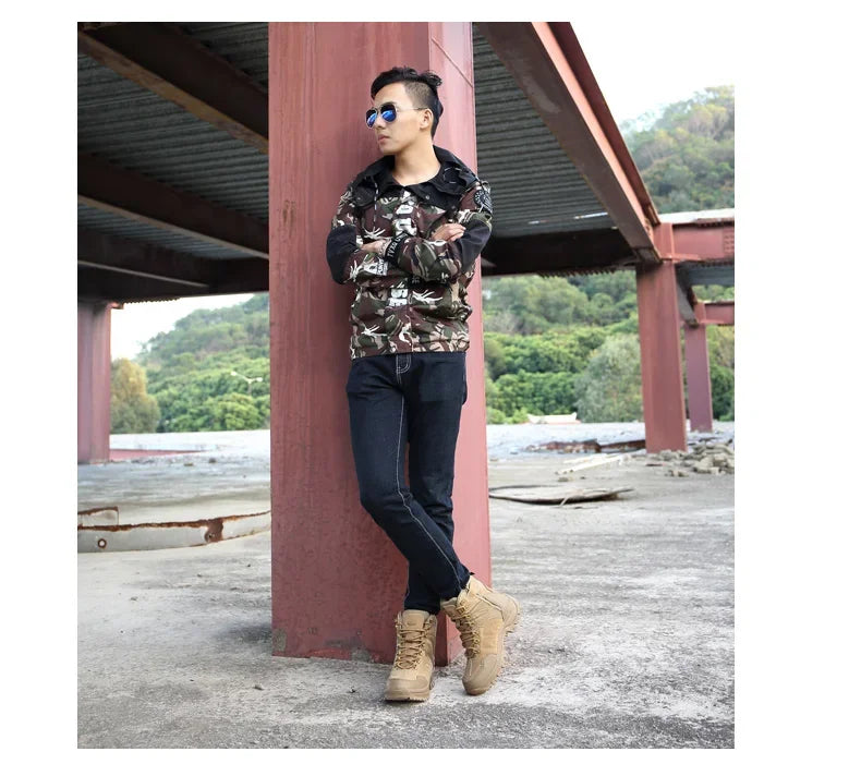 New Men Tactical Boots Army Breathable Desert High Quality Unisex Waterproof Male Hunting Boots Ankle Work Climbing Hiking Shoes