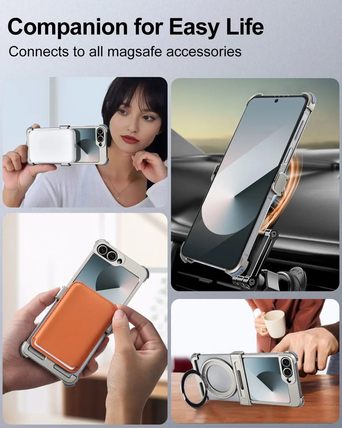 Eary for Samsung Galaxy Z Flip 7 6 Case for MagSafe 360°Rotatable Magnetic Kickstand Wireless Charging Anti Scratch Phone Cover