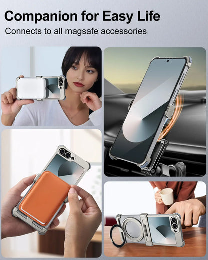 Eary for Samsung Galaxy Z Flip 7 6 Case for MagSafe 360°Rotatable Magnetic Kickstand Wireless Charging Anti Scratch Phone Cover