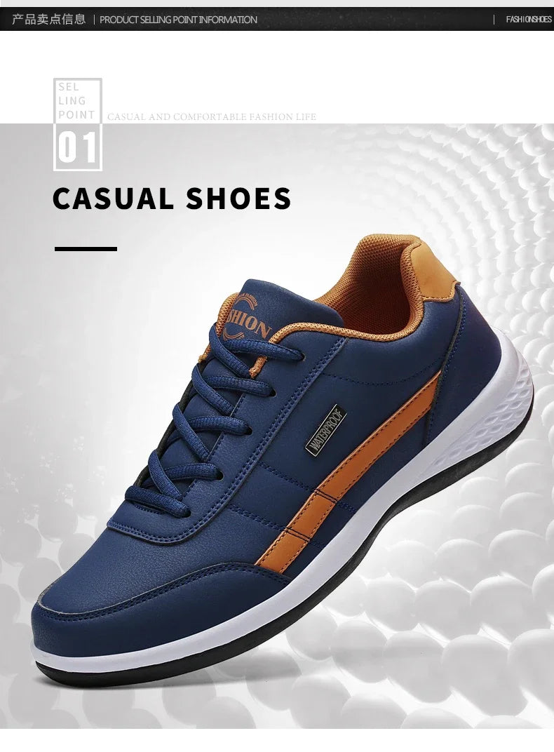 Shoes for Men Leather Sneaker Waterproof Casual Comfortable Men's Sneaker Lace Up Footwear Vulcanized Man Shoe Masculino