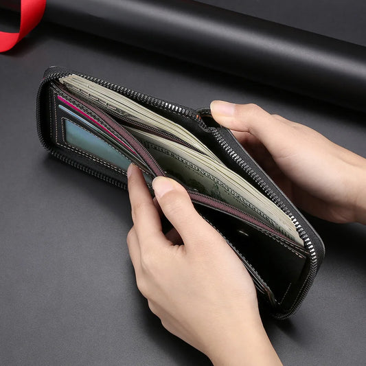 Portefeuille homme personnalisé avec nom gravé, portefeuille court zippé sur mesure avec porte-monnaie, organiseur premium, cadeaux parfaits pour la fête des Pères