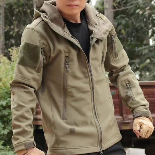 Men Cargo Autumn Winter Fleece Sharkskin Hiking Jackets Tactical Military Army Climbing Trekking Casual Trainning Camping Coat
