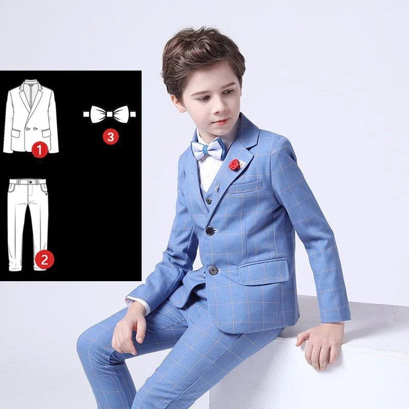 Top Quality Big Boys Suit For Wedding Teenager Kids Formal Tuxedo Dress Children Photograph Blazer Party Performance Costume