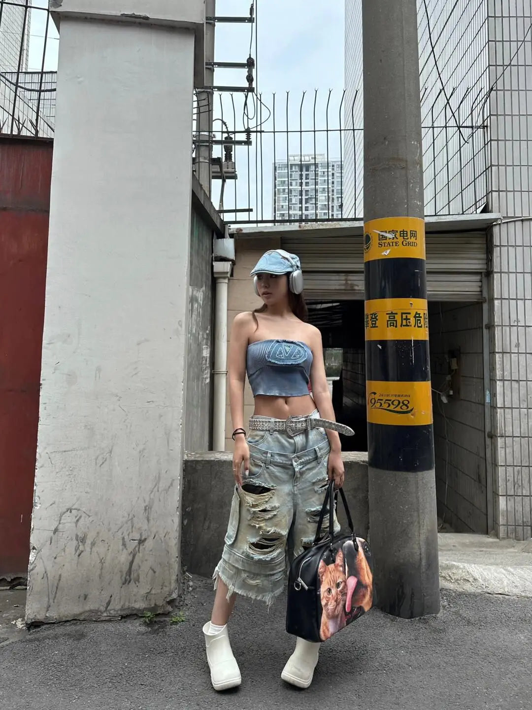Women Y2k Ripped Jeans Harajuku Wasteland Style Baggy Denim Trouser Vintage Boyfriend Oversize Jean Pants Japanese 2000s Clothes