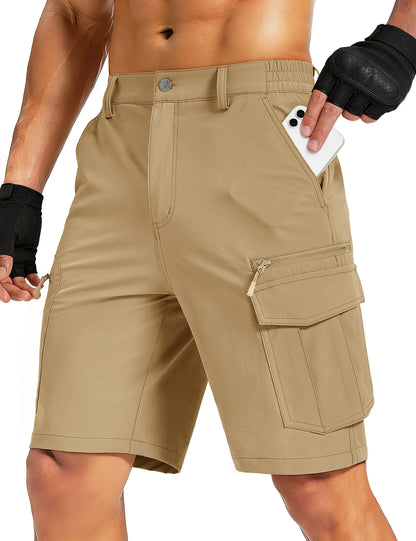 UPF 50+ Hiking Cargo Shorts with 7 Pockets Men 9" Quick Dry Lightweight Nylon Shorts Outdoor Work Shorts Fishing Casual