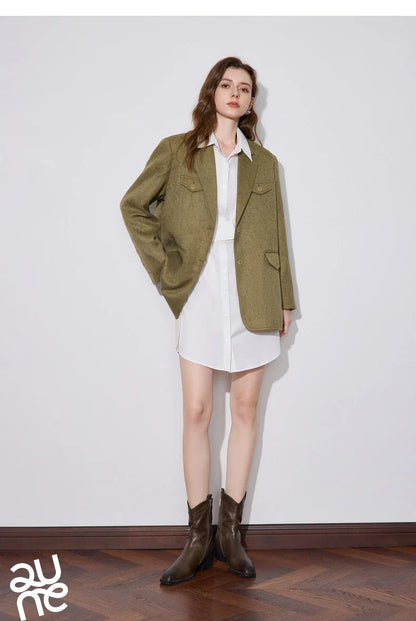 Women Blazer Jacket 2024 Autumn and Winter 2024 New High-end Tailored  Collar Thicking Jacket Coat