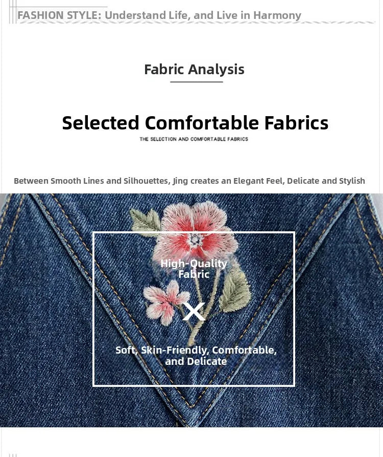 Spring 2025 New Vintage Large Size Loose Embroidered Denim Overalls High Waist Long Pants Women's Faion Casual Jeans