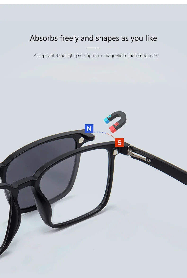 Gradient Men Flip Up Clip on Men Driving Polarized Oversized Optical Myopia Glasses Magnetic Eyeglasses For Women TJ2191
