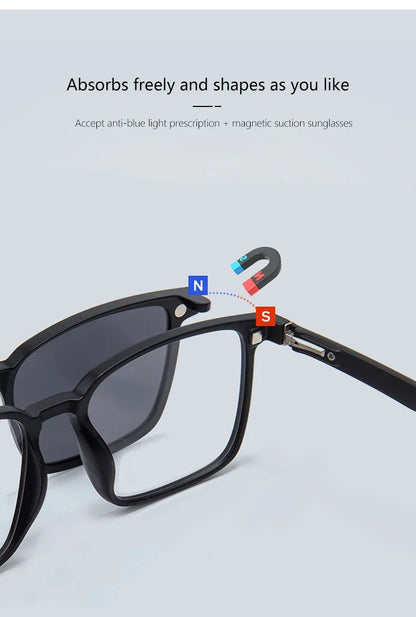 Gradient Men Flip Up Clip on Men Driving Polarized Oversized Optical Myopia Glasses Magnetic Eyeglasses For Women TJ2191