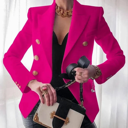 Women's Small Blazer Jacket 2026 Spring Autumn Casual Office Elegant Ladies Suit Coat High-end Double-breasted Lady Outerwear