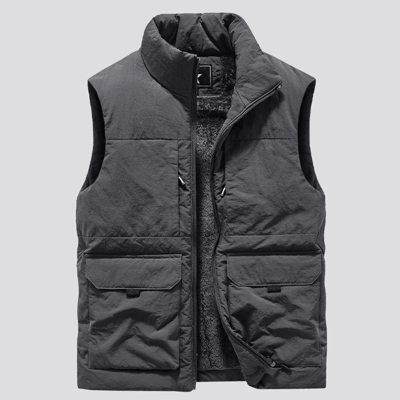 Men's Multi-Pocket Clothing Winter Vest Jackets Sleeveless Coat Fashion Large Size 6XL Male Warm Waistcoat Fleece Vest Men